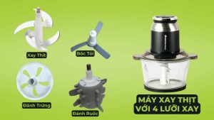 Máy xay thịt BehomeMall với 4 lưỡi xay
