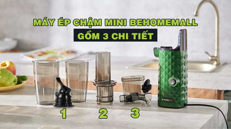 Máy Ép Chậm Mini BehomeMall chỉ gồm 3 chi tiết